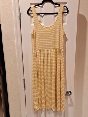 GAP Factory - Sleeveless Yellow and White Striped Midi Dress - Large NWT